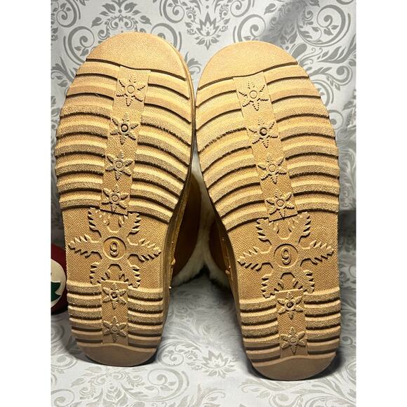 SO Faux Shearling Ankle Boots Tan Cream Fur Size - Picture 4 of 4